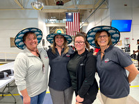 Associates Deborah Hyso, Dory Roperto, Susan Brown and Virginia Henry celebrate Westlake’s 20th Anniversary with festive hats at the facility.